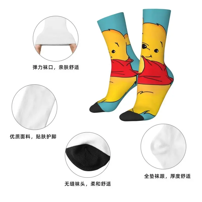 Custom Winnie The Pooh Mens Crew Socks Unisex Novelty 3D Print Dress Socks