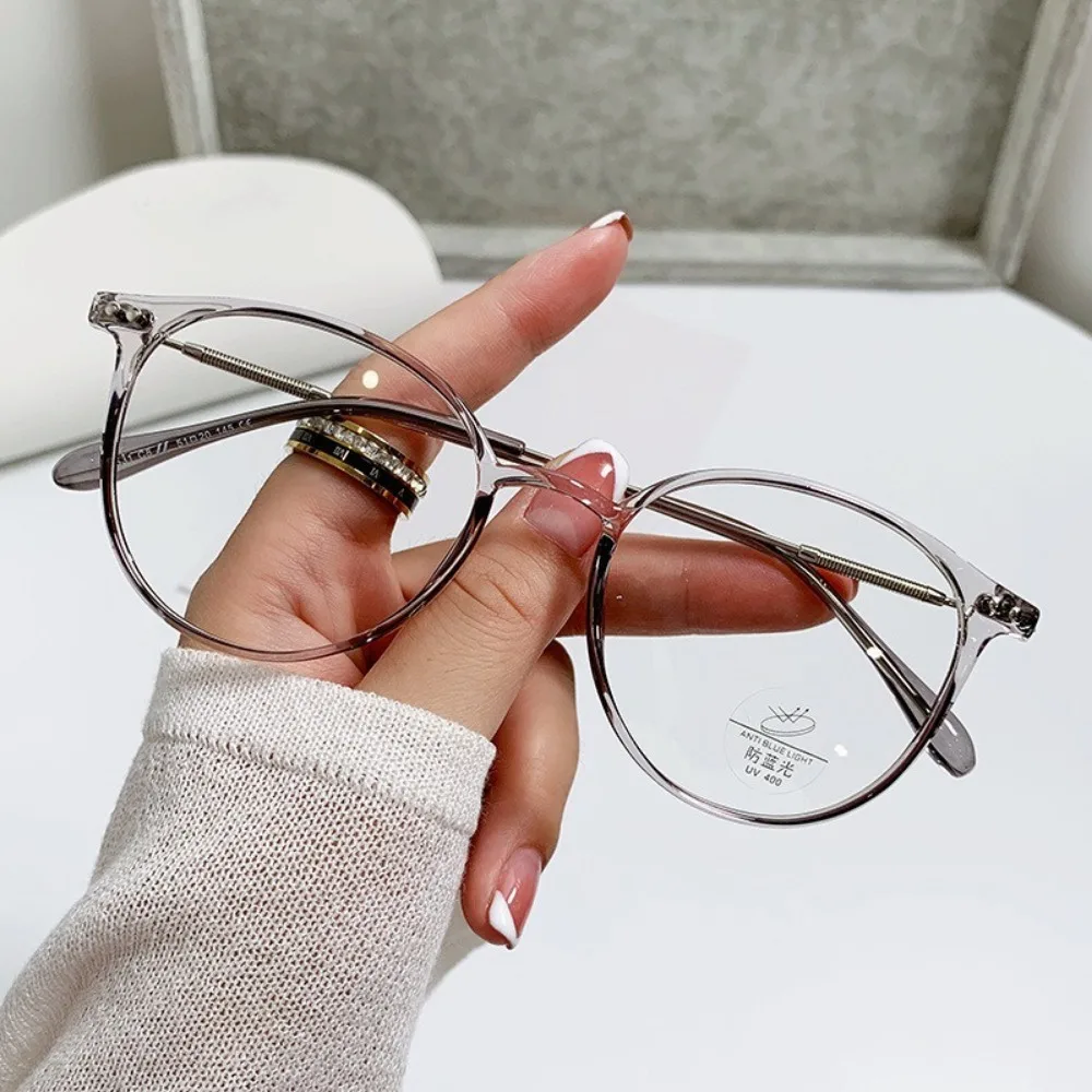 Anti-Blaulicht-Brille, schlicht, ultraleicht, errötend, kaltbraun, koreanische Anti-Strahlungs-Brille, runder Metallrahmen – Detail 8