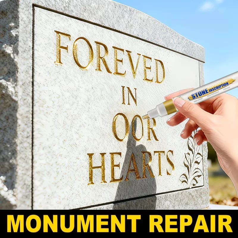 Waterproof Fade Resistant Tombstone Lettering Pen Long Lasting Paint Marker For Granite Marble Stone Monument Restoration