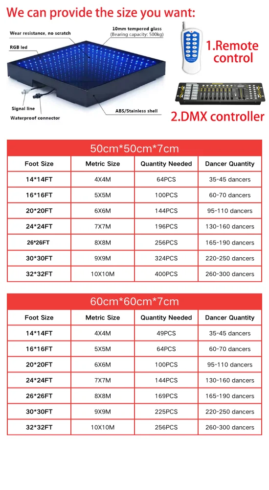 أضواء المسرح إنفينيتي RGB Led ثلاثية الأبعاد مرآة الطابق السلكية DMX LED أرضية الرقص لشريط معدات الحفلات LED مصباح أرضية الرقص