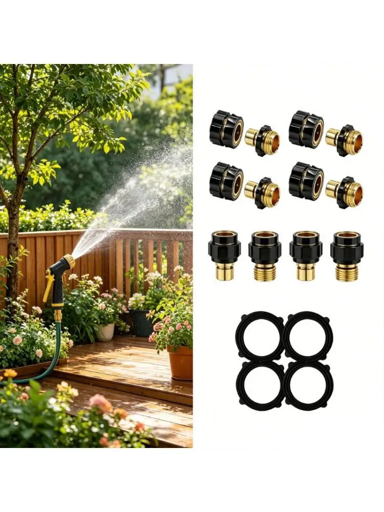 R9UF Heavy Duty Garden Hose Fitting 4 Pieces Set Fast Connection No Tool Need