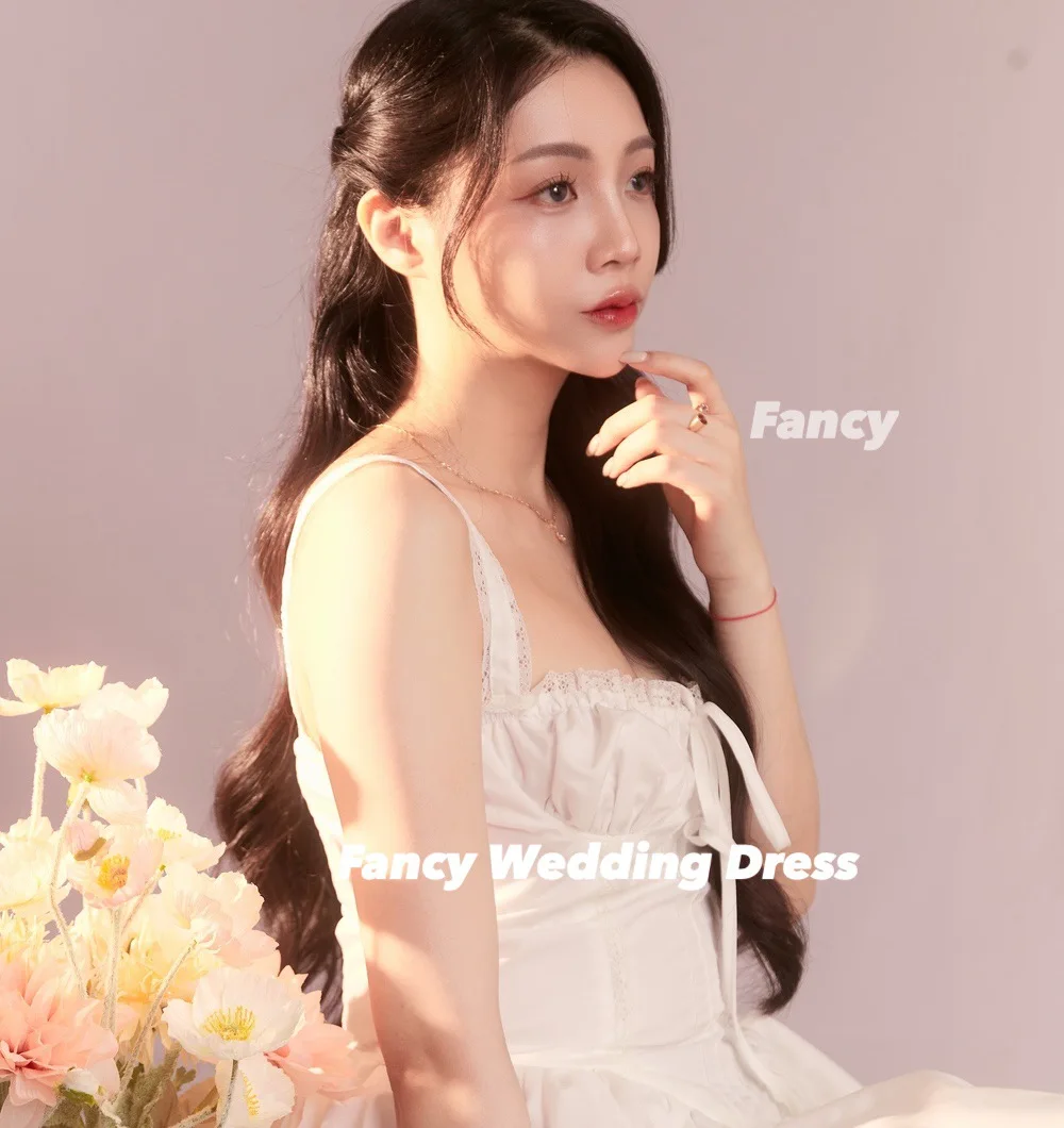 Fancy Eenvoudige Kant Taft Avondjurk Een Lijn Mouwloze Prom Gown Terug Corset Aangepaste Korea Vrouwen Jurken