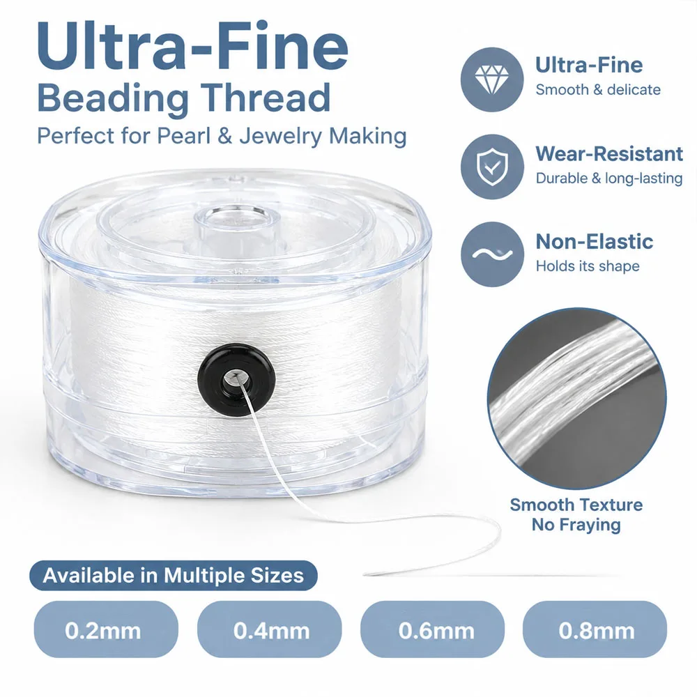 1Set Wear-Resistant Pearl Thread Non-Elastic String -Fine for Necklace Bracelet DIY Pendants Craft