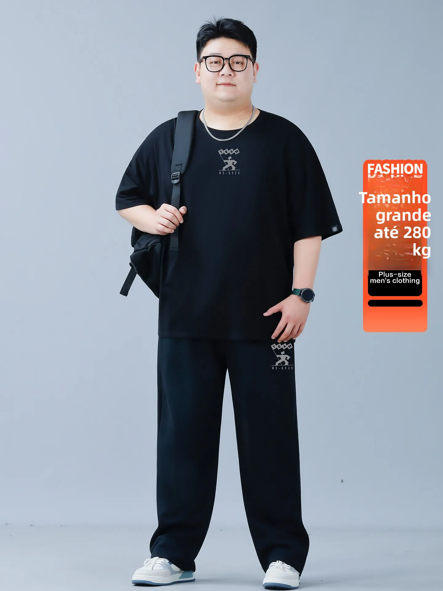 ensemble-de-sport-grande-taille-pour-homme-–-tenue-decontractee-d'ete-ample-pour-adolescent-–-ensemble-deux-pieces-noir-tendance-haut-et-bas-en-melange-coton-et-polyester