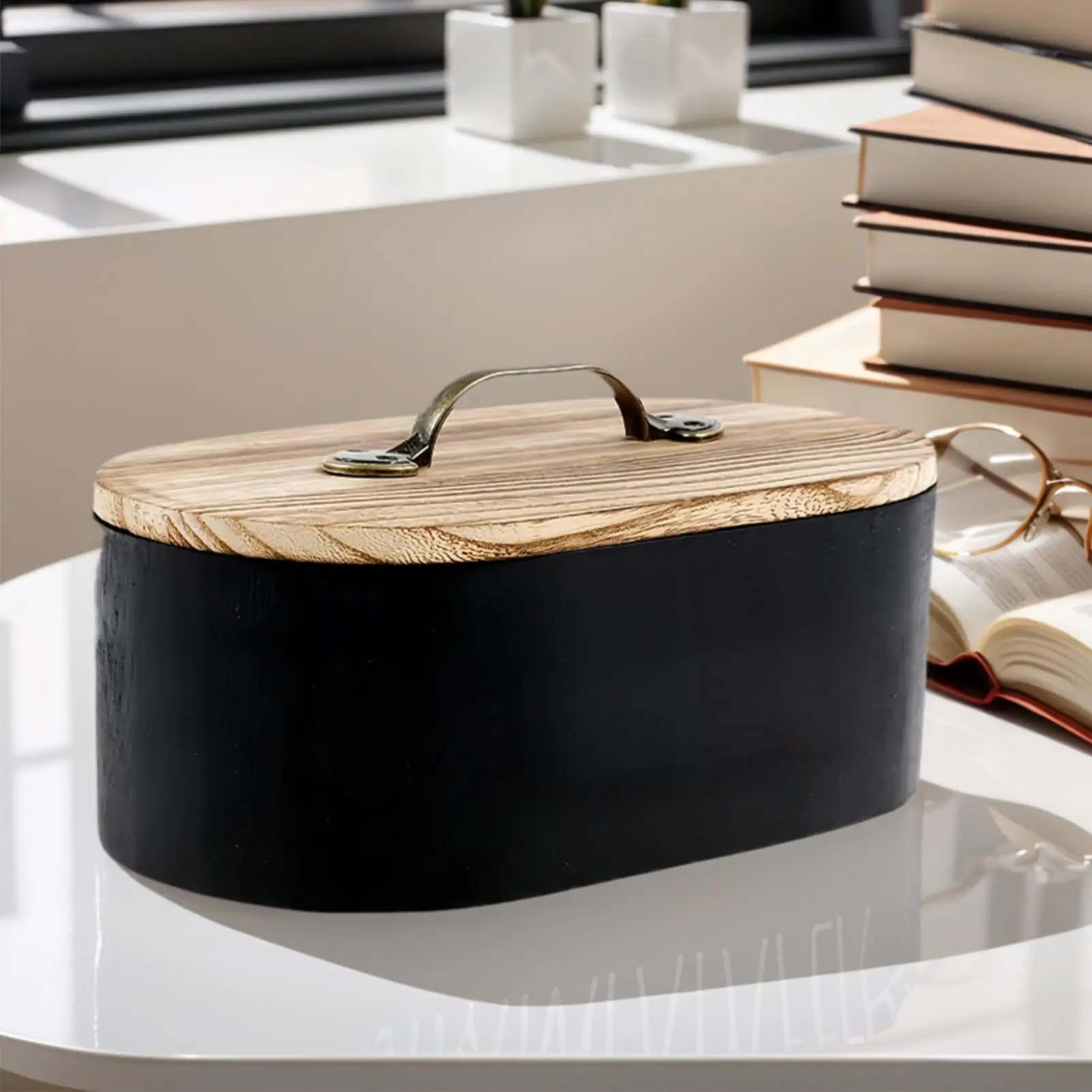 منظم المنتجات النسائية وسادة خشبية وحامل تخزين حشا وإكسسوارات الحمام المزخرفة لدبابيس الشعر والقطن #1