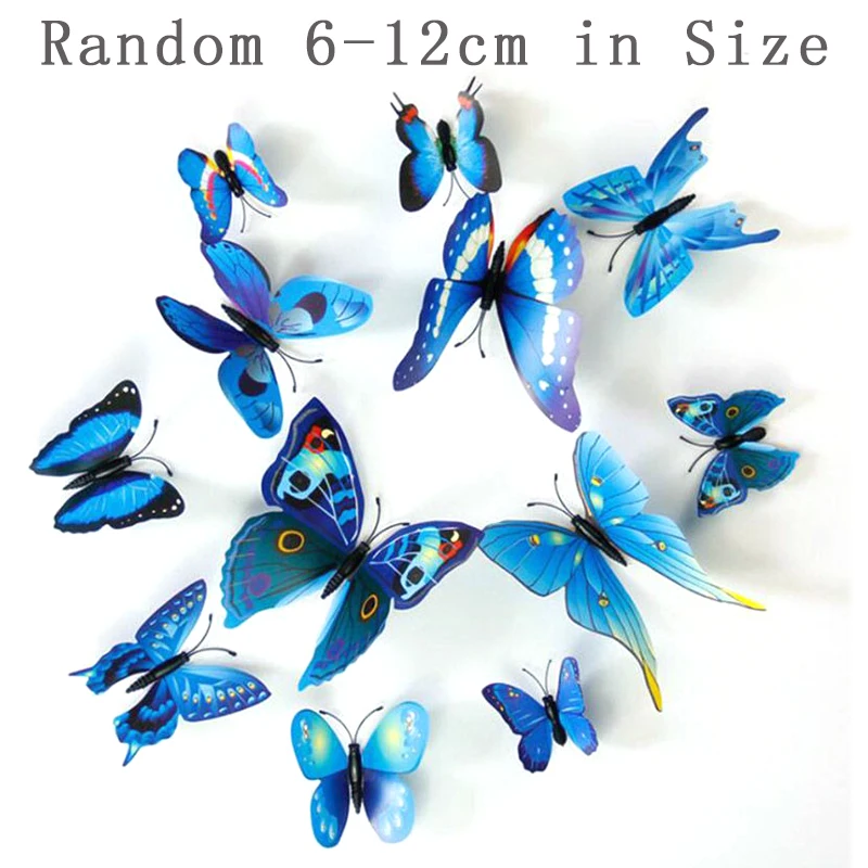 ثلاثية الأبعاد بولي كلوريد الفينيل فراشة الثلاجة ملصق 12 قطعة ملصقات فراشة مختلط الحجم الفن الحديث DIY المواد جدار المنزل الطرف الديكور ZYF