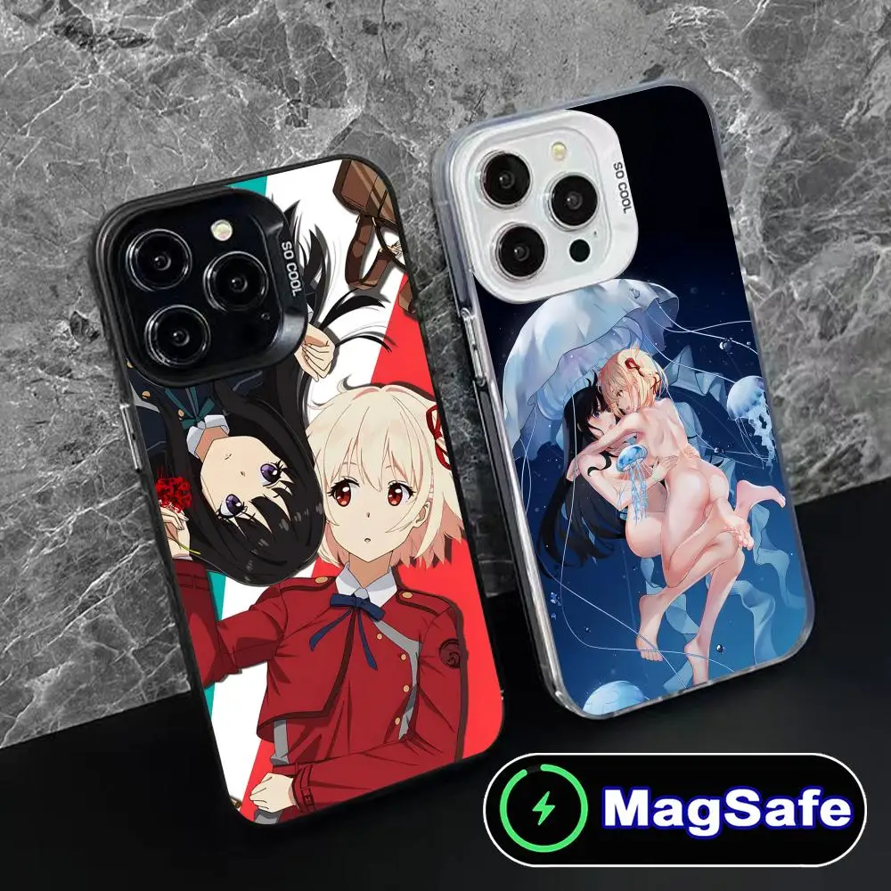 

Lycoris Recoil Anime Mobile Phone Case for iPhone 16 15 14 13 12 11 Pro Max Plus MagSafe Translucent Colour Protective Cover
