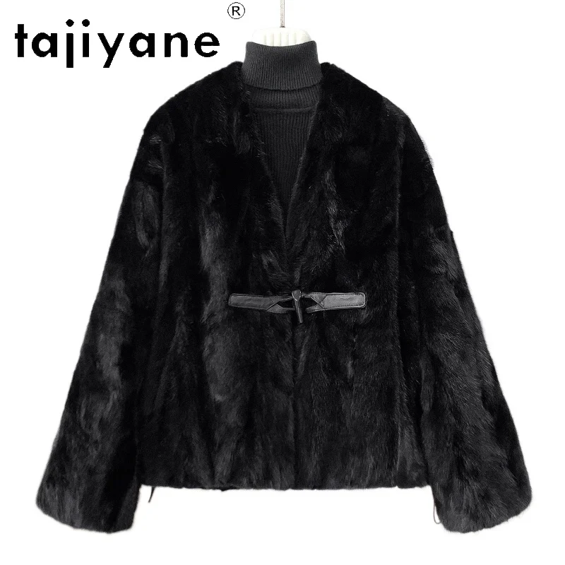 TAJIYANE 100% Natural Mink Fur Coat Women V-neck Real Fur Jacket Winter Woman Clothing 2025 Luxury Furry Jackets шуба женская