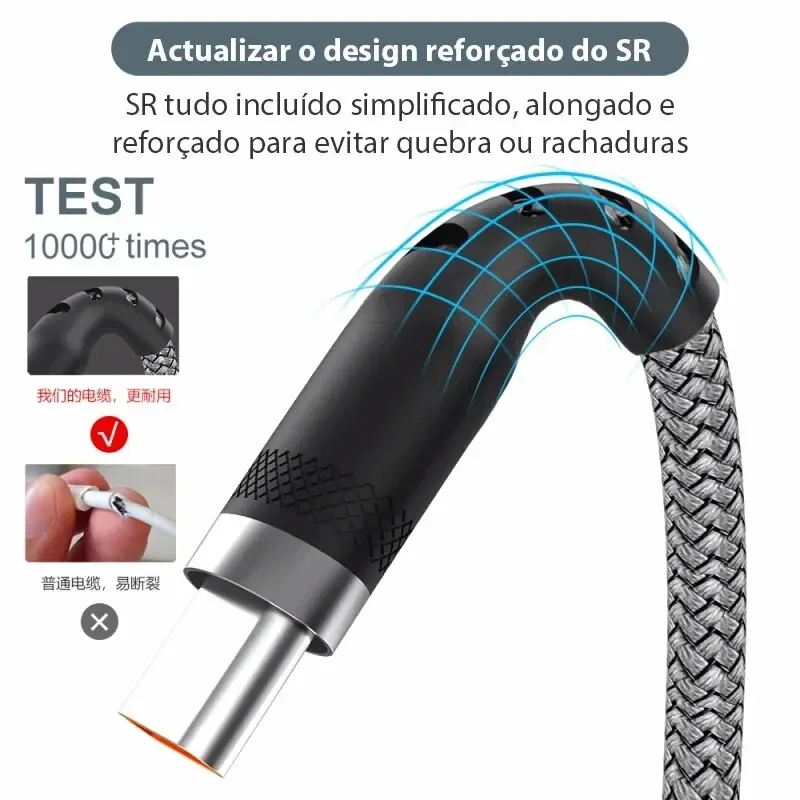 High-quality Wear-resistant Extended Type-C Charging Cable Fully Compatible 6A Fast Charging Data Cable Highly Tensile-resistant