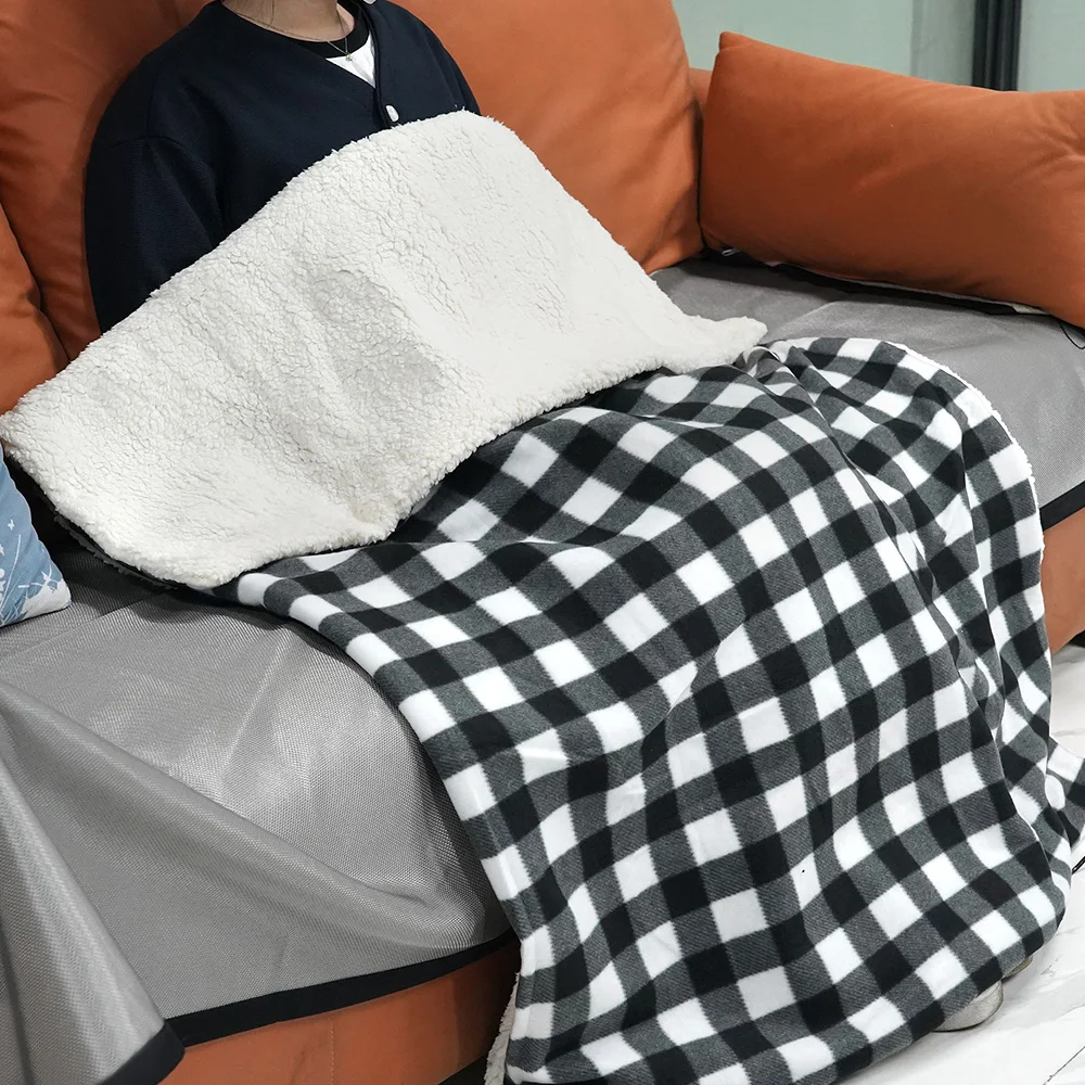 

12V60W Electric Blanket 150×110CM Thickened White Velvet High Low Switch 2M Extended Power Cord Winter Car Home Warm Blanket