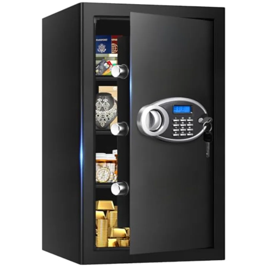 

Сейф для дома объемом 5,2 куб. фута, огнестойкий и водонепроницаемый, сверхпрочный, с программируемой клавиатурой и запасными ключами, сейф-бокс с защитой от кражи