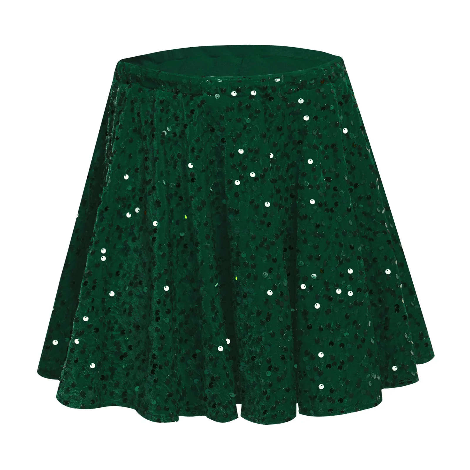 

Kids Girls Ballet Dance Skirt Velvet Sequins Elastic Waistband Ruffled Skirts for Christmas Party Dance Performance Competition