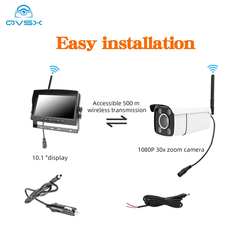 10.1-Inch HD 1080P 2.4G Digital Wireless Security Video System Reverse Camera Tower Crane 30x Zoom HD Monitoring System View