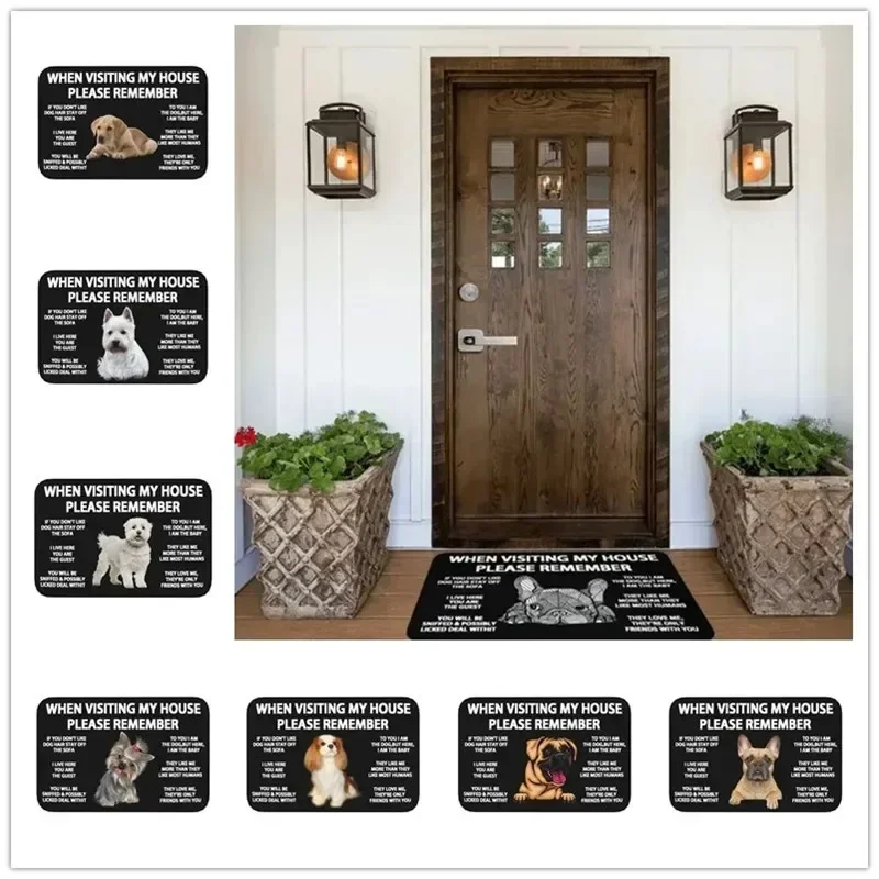 French Bulldog Pattern Welcome Doormat Anti-Slip Frenchie Dog Soft Bath Kitchen Living Room Rug Washable Home Decor Floor Mat