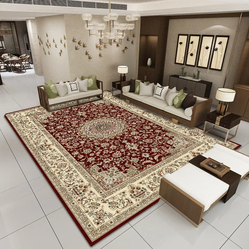 European Style Living Room Decoration Carpet Retro Ethnic Rugs for Bedroom Persian Large Area Floor Mat Non-slip Washable Rug