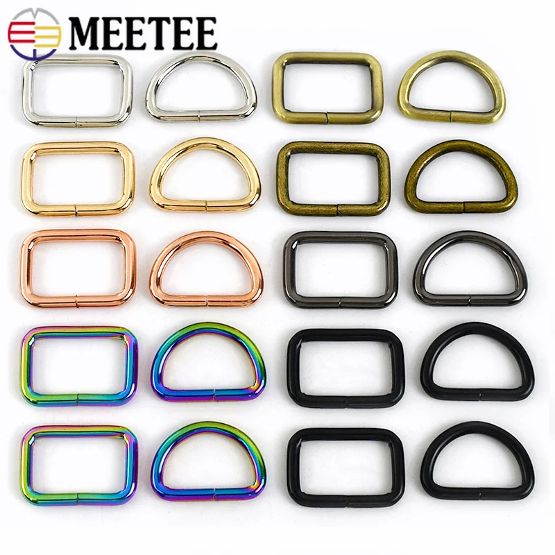 10Pcs Metal Bags Buckle 16-50mm Rectangle D Ring Webbing Belt Connect Hook Buckles Handbag Strap Clasp DIY Hardware Accessories