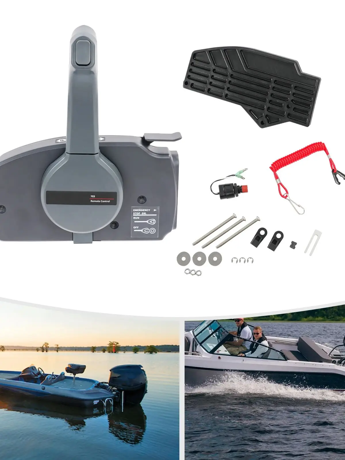 Außenbordmotor-Fernbedienungsbox Vorwärts/Rückwärts für Yamaha Außenbordmotor Seitenmontage-Fernbedienungsbox mit Sicherheitsseil für Kleinboot-Angeln