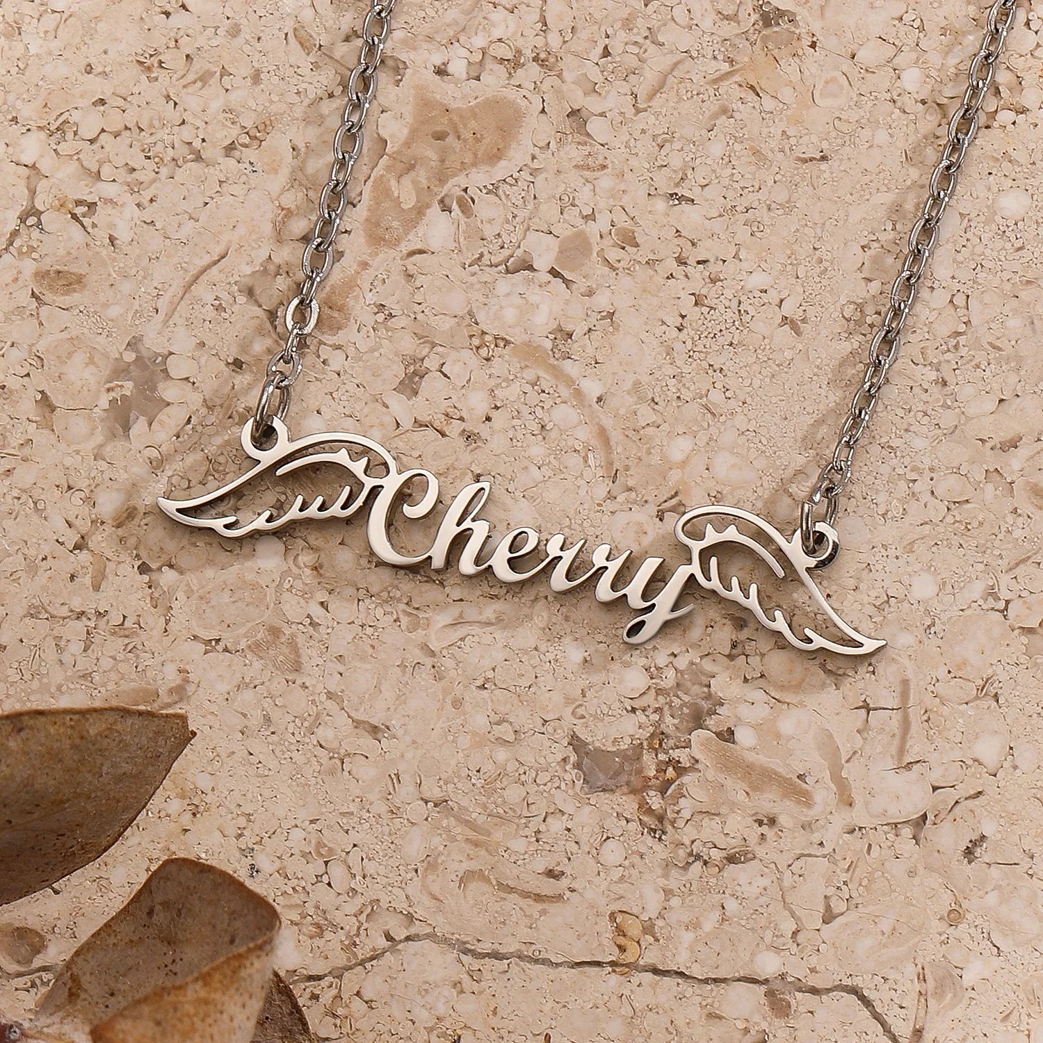 QIAMNI Trendy Custom Name Pendant Necklace Personalized Angel Wings Letter Nameplate Charm Choker For Women Girl Lovely Jewelry﻿