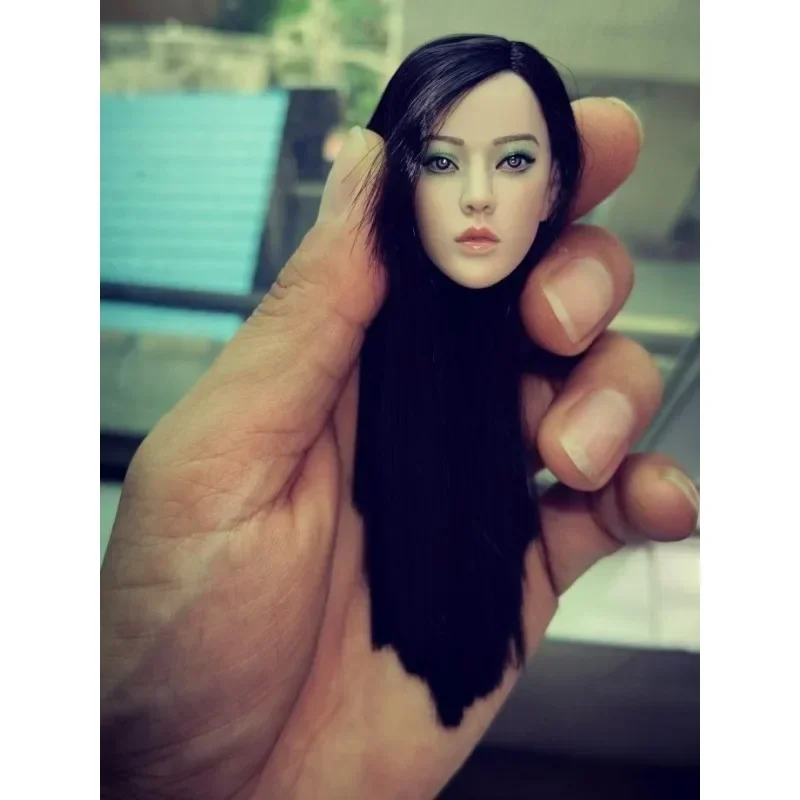 Asiático 1/6 escala beleza assassino cabeça esculpir soldado feminino longo preto cabelo reto cabeça jogado modelo para 12 "figura ph corpo boneca