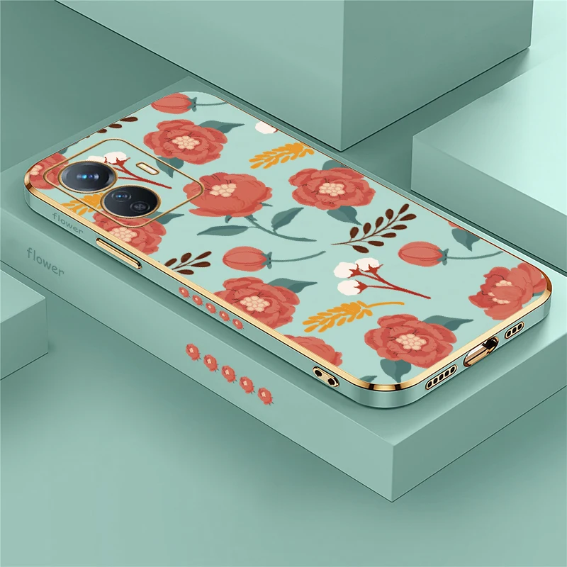 

Мягкий силиконовый чехол из ТПУ для телефона Vivo V40 V25E V23E V21E V30E V21 V25 V27 Pro V29 V29E V27E Роскошный чехол с цветочным принтом