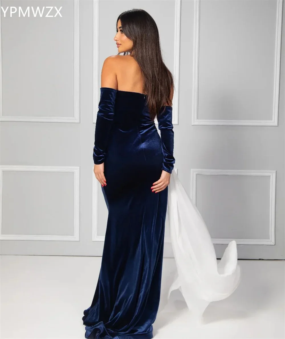 Customized YPMWZX Strapless Mermaid Floor length Skirts Ribbon Applique Bespoke Occasion Dresses