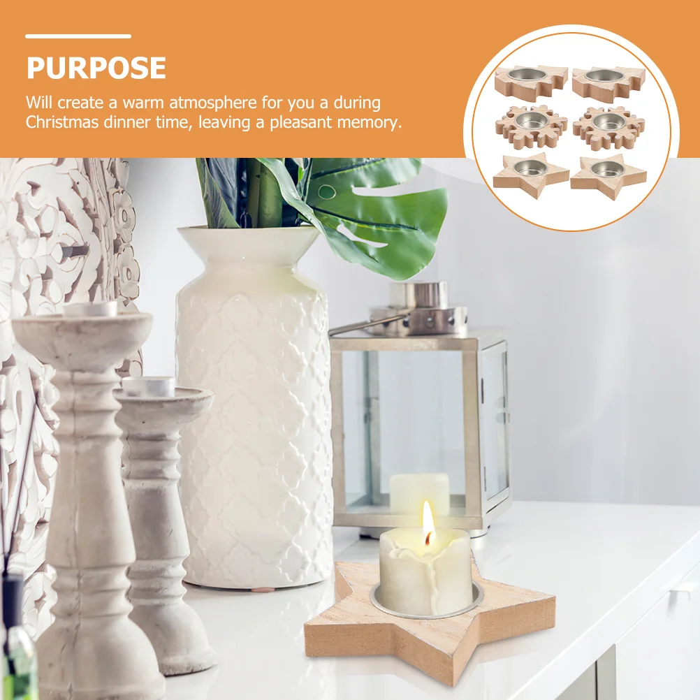 

6Pcs Wooden Holder Festive Christmas Decoration for Dining Table Centerpiece Home Hotel Fireplace Mantel Display