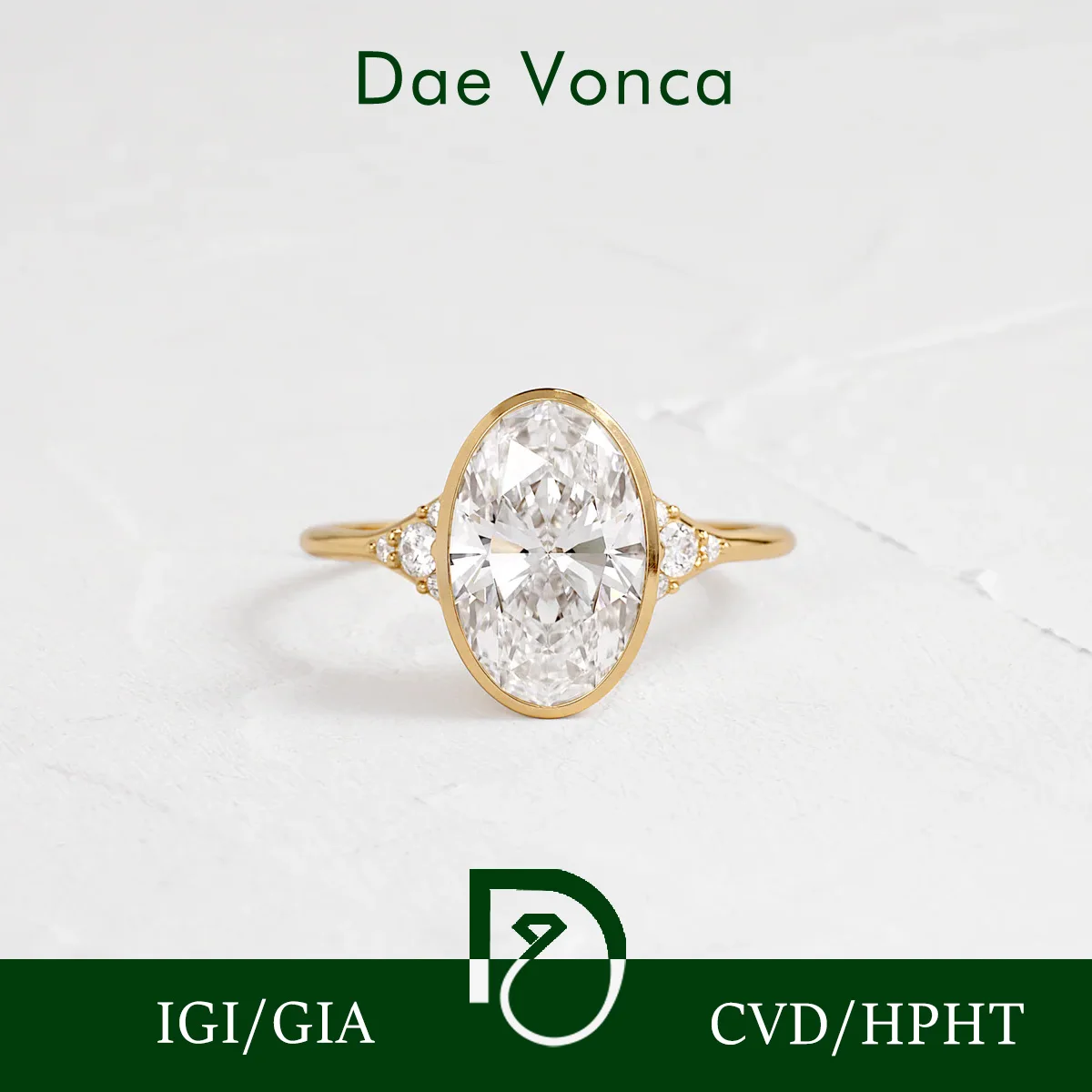 Center Oval Bezel Setting Lab Diamond Ring IGI Certificated 9K/14K/18K Yellow Gold Vintage Diamond Ring Designer Luxury Jewelry
