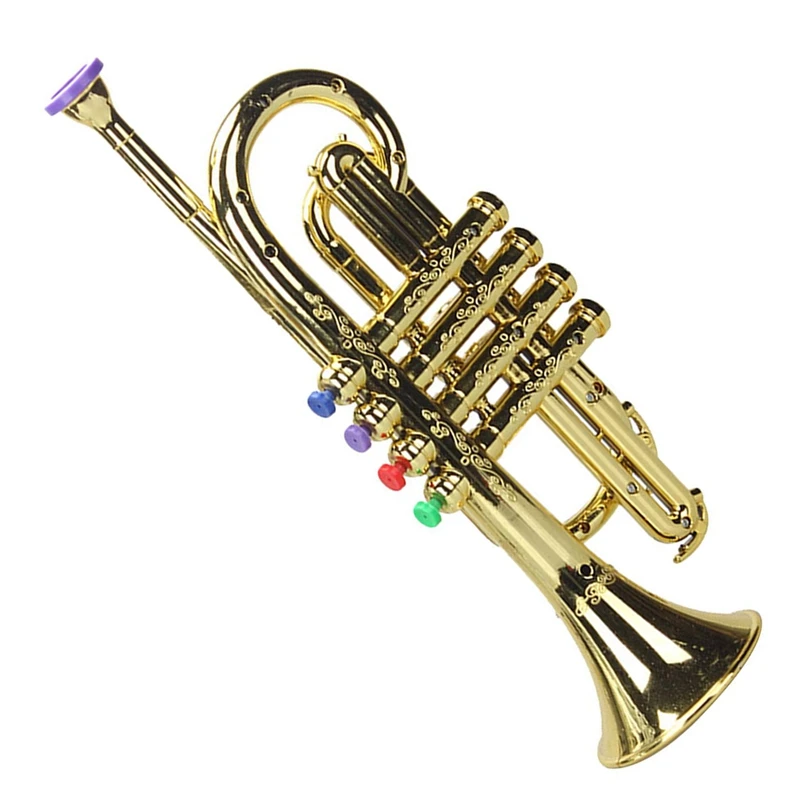 Trumpet 4 Tones 4 Colored Keys Simulation Play Mini Musical Wind Instruments For Children Birthday Party Toy