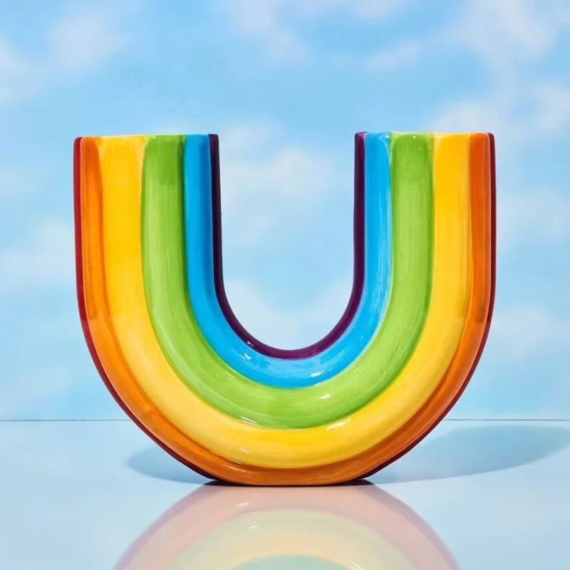 

Simple vase rainbow vase flower arrangement advanced style creative home living room decoration decoration resin crafts