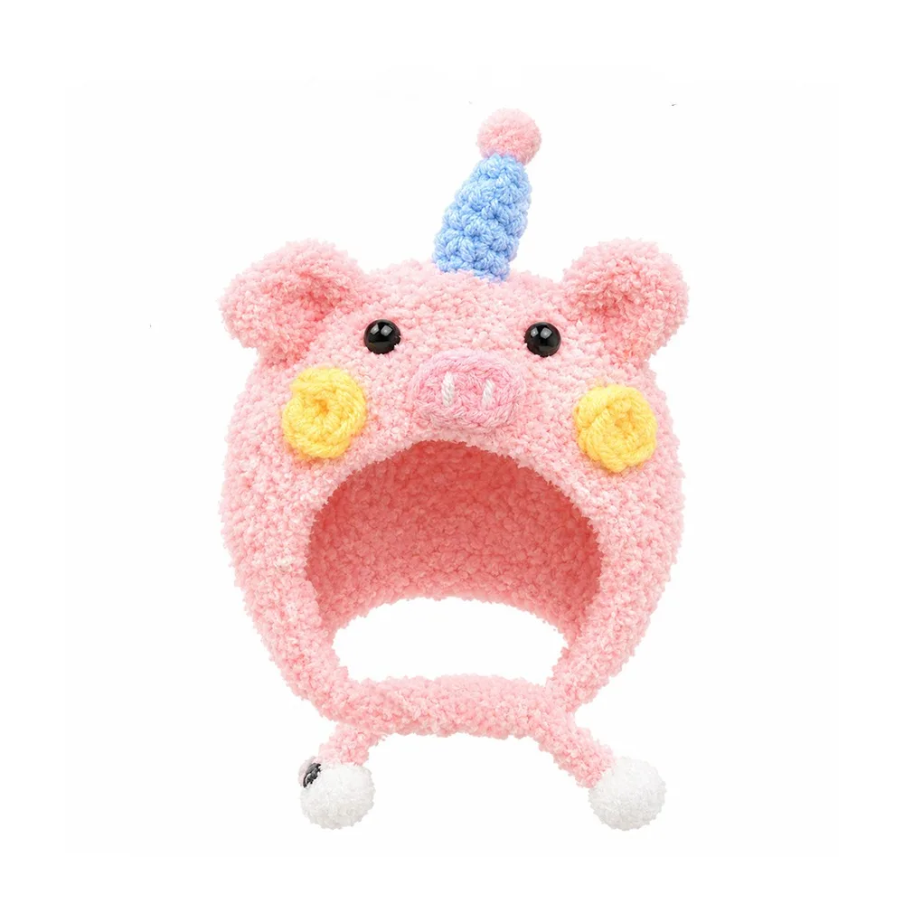 Adjustable Ties Small Pet Plush Crochet Hat Bear-Shaped Sunflower Hamster Knitted Hat Shape-Retaining Soft Skin-Friendly