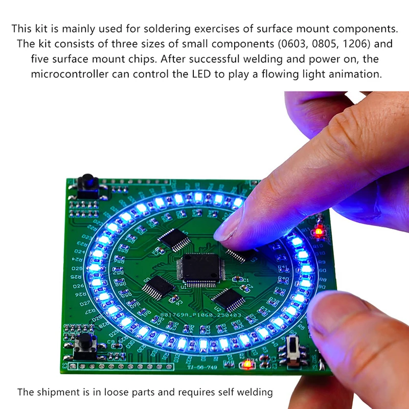 5V Running Light SMD Soldering DIY Kit kit de práctica de soldadura набор для пайки LQFP64 Type-C Interface Electronic Training