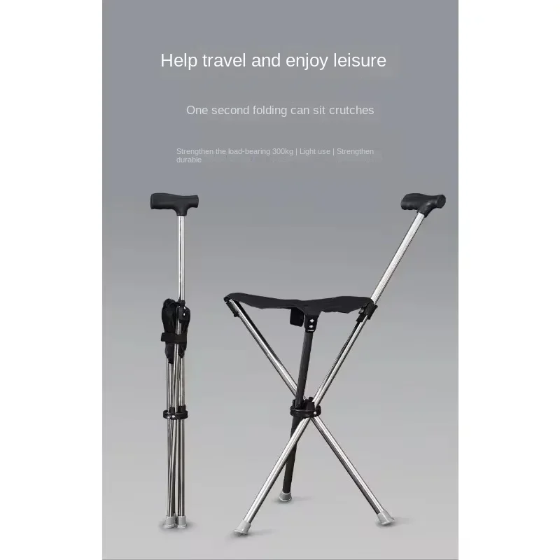 New Multifunction Trekking Poles Portable Folding Cane Crutch Folding Outdoor Chair Design Walking