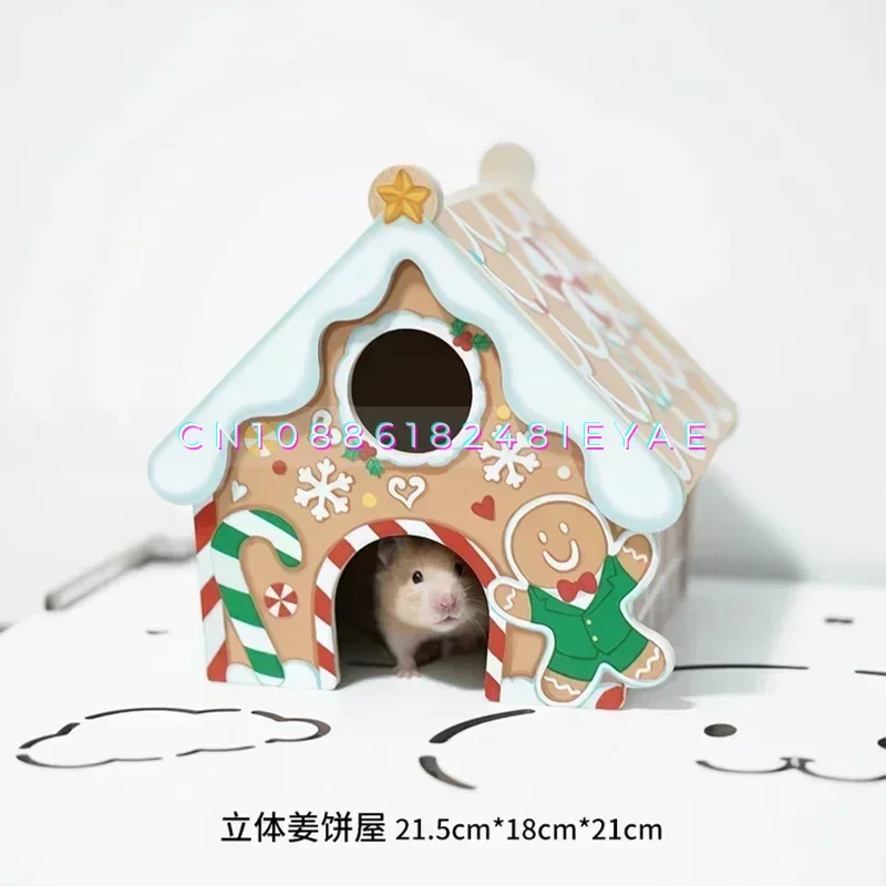 Christmas Series Wooden Hamster House Small Animal Cage Landscaping Supplies Rat Accessories Dwarf Mouse Chipmunk House