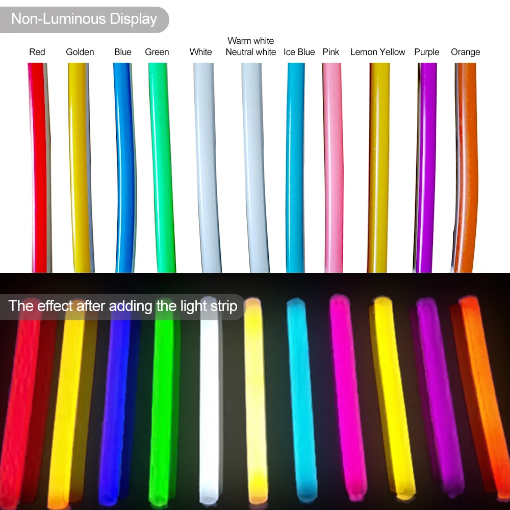 6mm 8mm Separation Neon Strip Light Flexible Bendable Silicone S Shape 120Leds 2835SMD Led Tape DIY Sign Waterproof IP67 DC12V