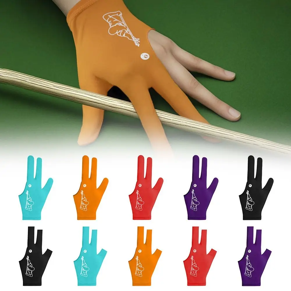 1 قطعة قفاز البلياردو المرن عدم الانزلاق تنفس ثلاثة أصابع قفاز مقاومة للاهتراء السنوكر البلياردو قفاز البلياردو اكسسوارات