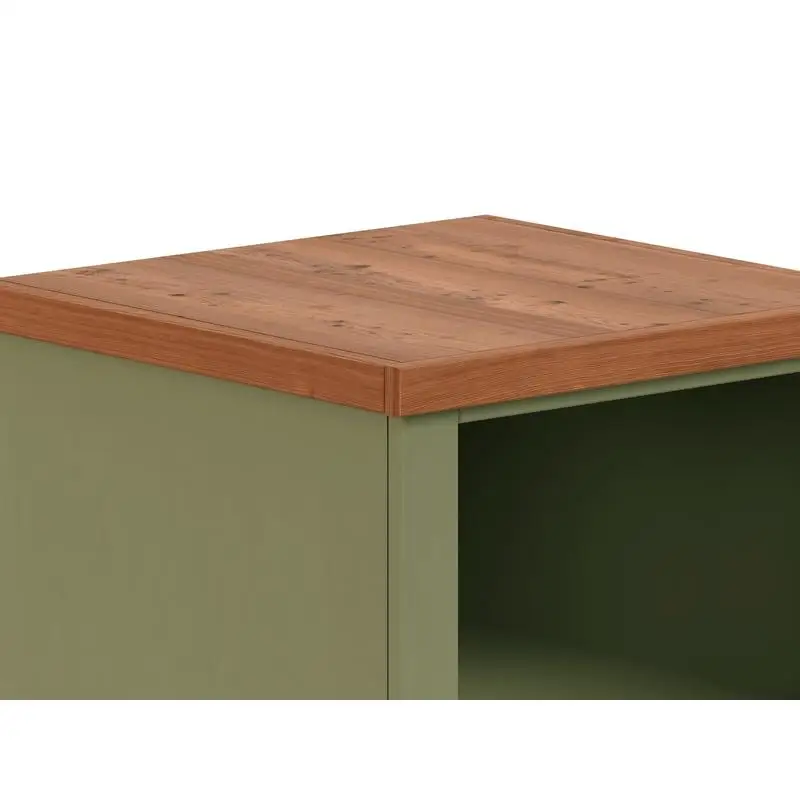 22-Inch One Drawer Filing Cabinet, Sage Green & Fruitwood Finish, No Assembly Needed