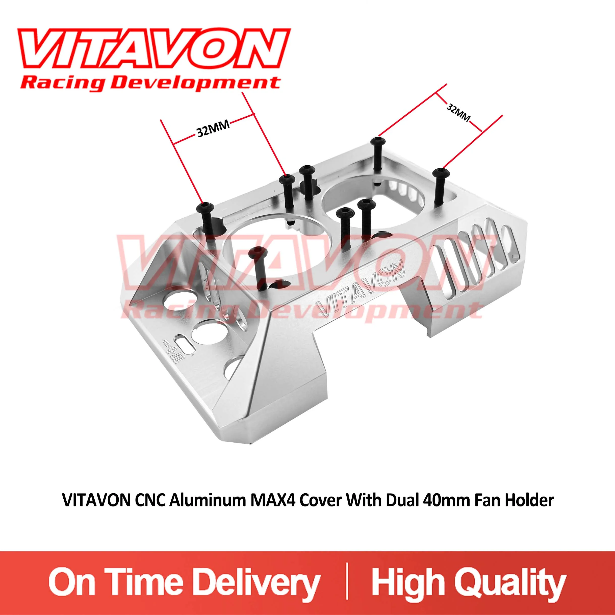 VITAVON CNC Aluminum MAX4 Cover With Dual 40mm Fan Holder