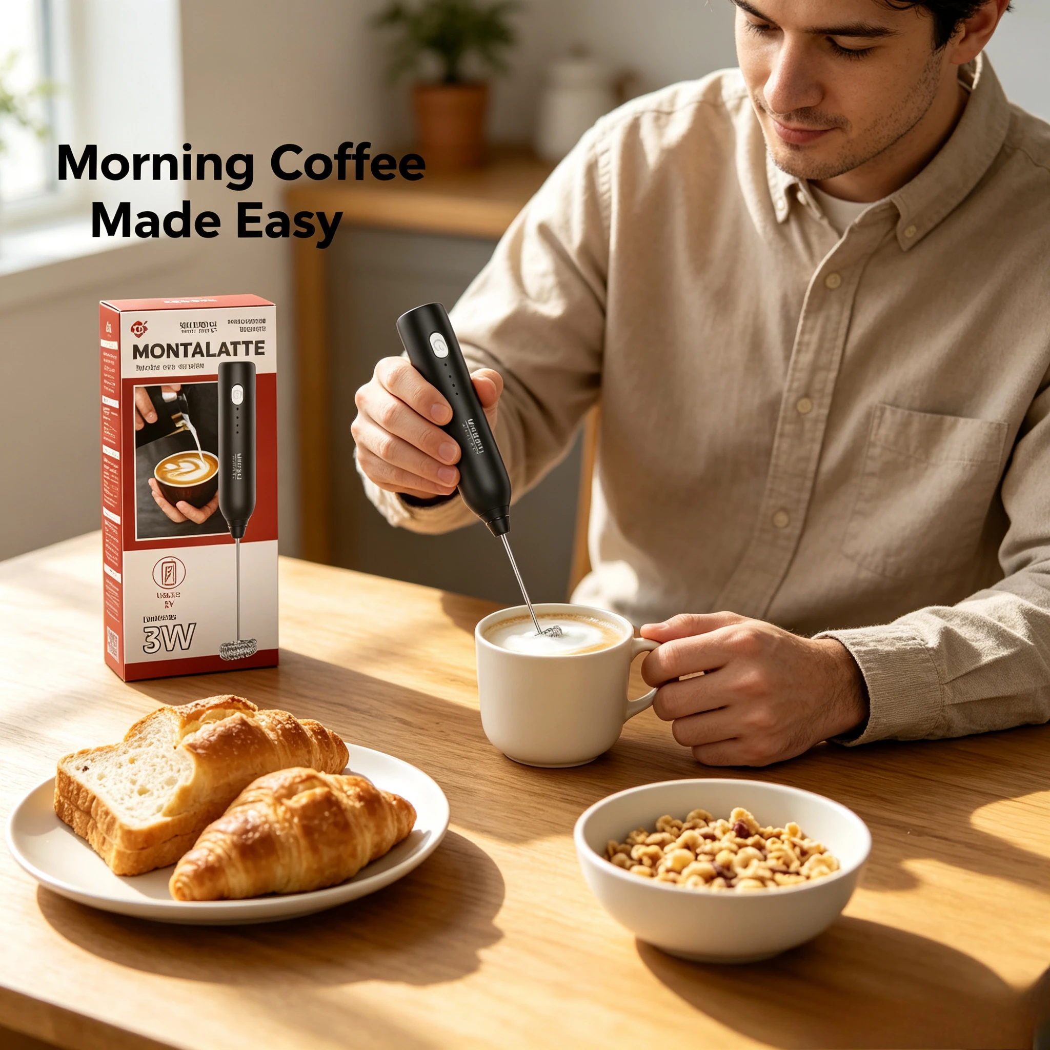 Montalatte ricaricabile, elettrico, portatile, con alimentazione USB-C, 8600 giri al minuto, ideale per preparare schiuma per caffè latte, cappuccino e per mescolare le uova.