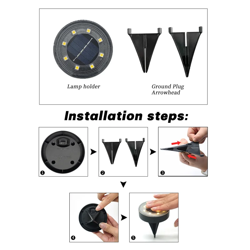 LED Outdoor Solar Power Ground Light, impermeável luz subterrânea, controle de iluminação, Path Deck Lights, Quintal Lawn Decoração Lamp