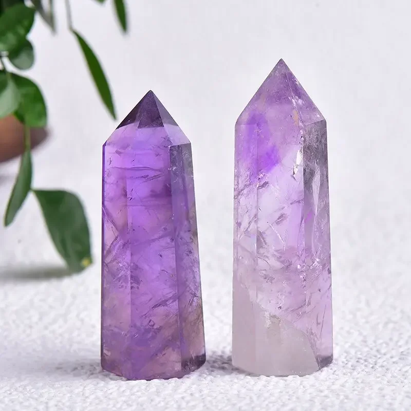 Hot selling natural Brazilian amethyst single pointed prism amethyst raw stone polished hexagonal prism manufacturer wholesale