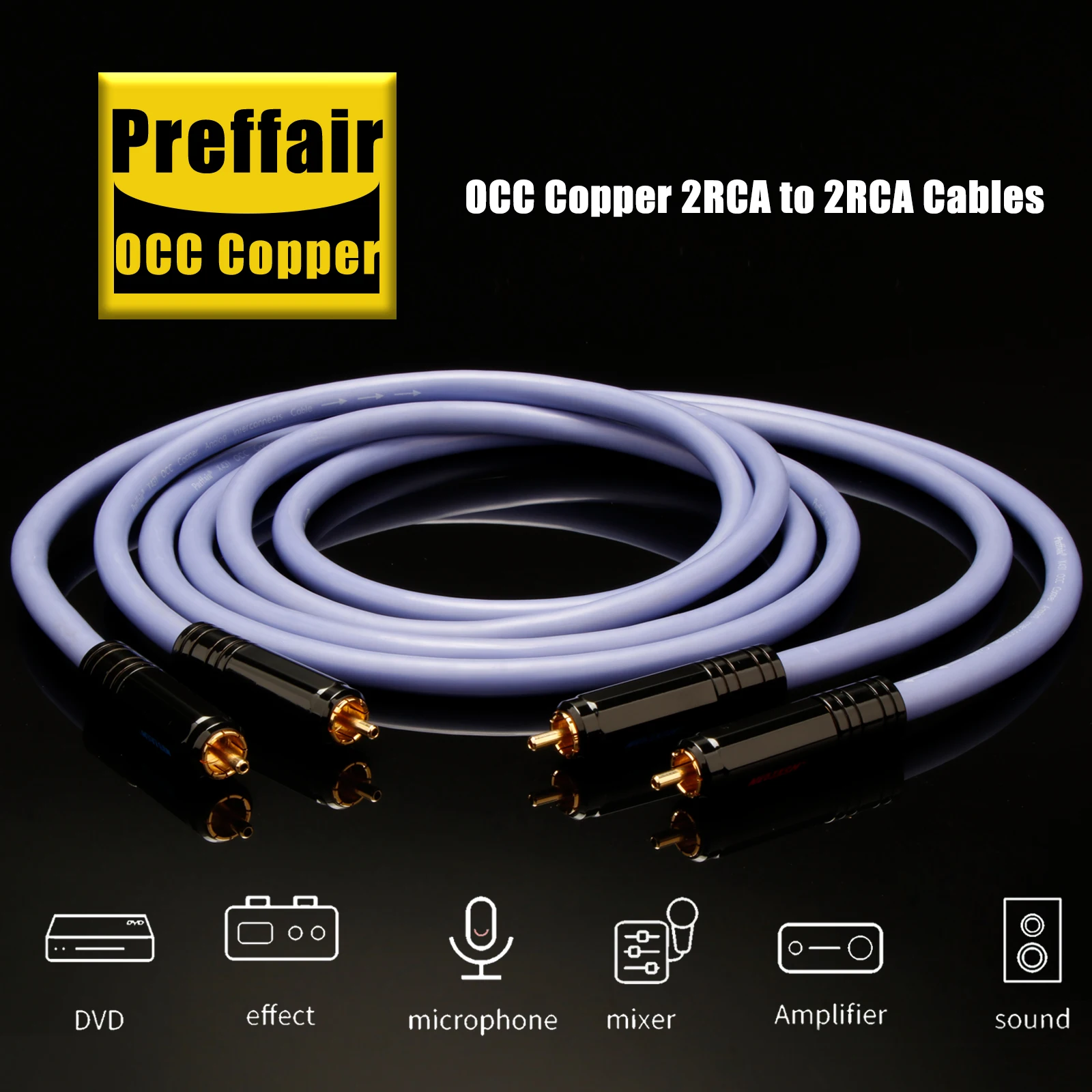 

Аудиокабель Preffair Hi-End OCC Copper 2RCA, аналоговый соединительный кабель HIFI 2RCA-2RCA с позолоченными XLR-разъемами