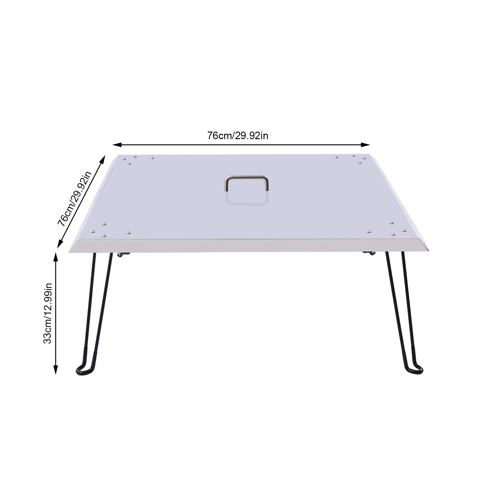 Fire Pit Heat Deflector 30 x 30 x 13 Inch, Stainless Steel Fire Pit Cover, Square Burner Cover to with Foldable Legs and Handle