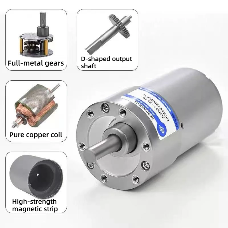 12V/24V mini DC speed reducer motor, capable of forward and reverse rotation and adjustable speed. JGB37-3540