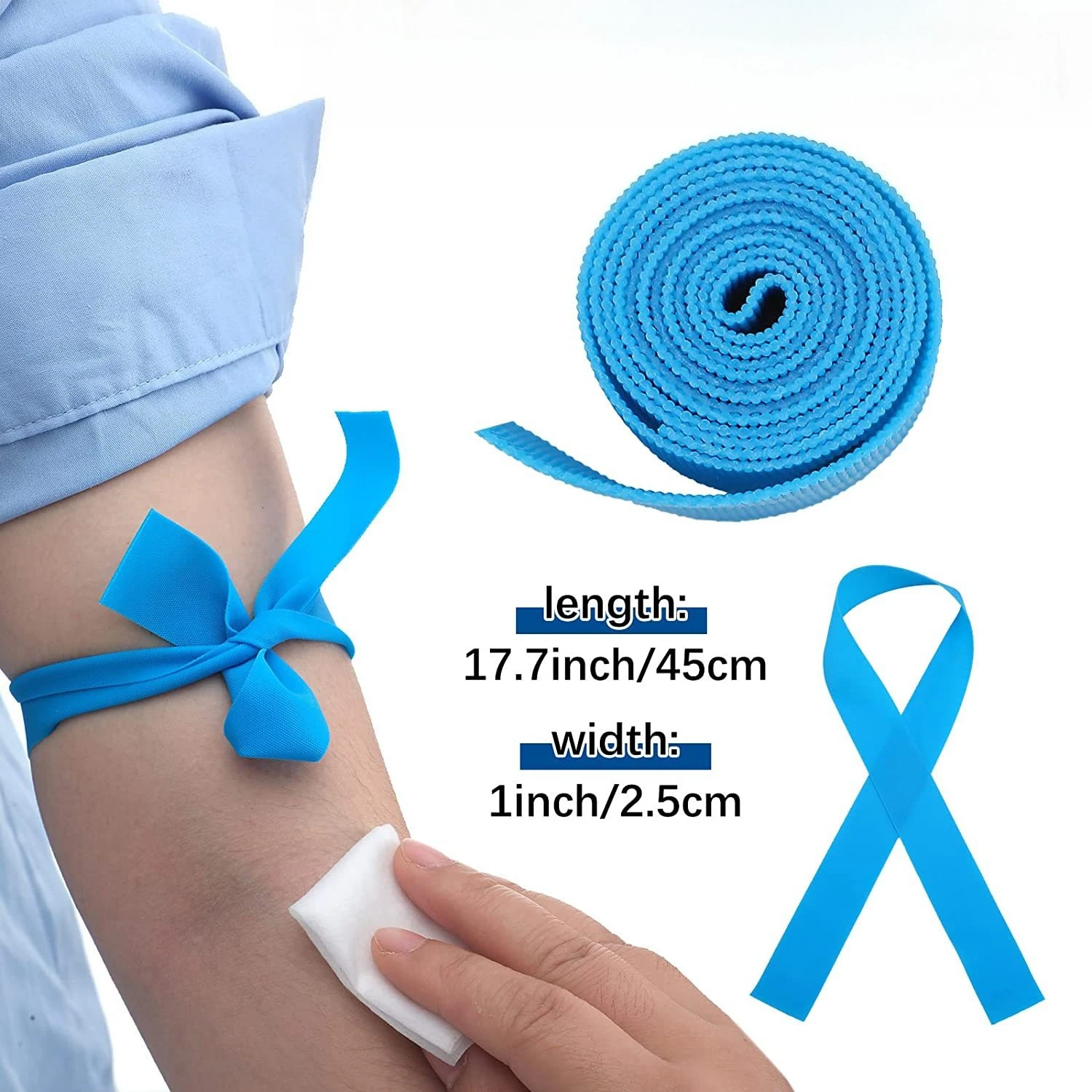 

10Pcs First Aid Disposable Tourniquets Latex Free Blue Nursing Supplies Long Anti Tear Medical Emergency Stretch Band Care