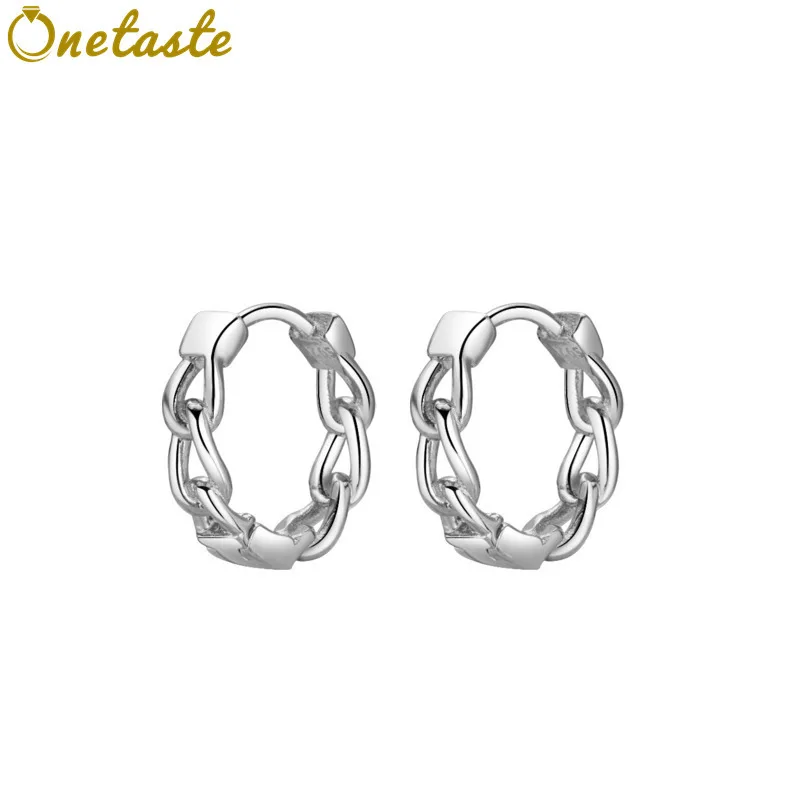

Real 925 Sterling Silver Chain Mini Huggie Hoop Earrings Women Trendy Simple Stackable Sparkling Small Earring Lightweight Gift
