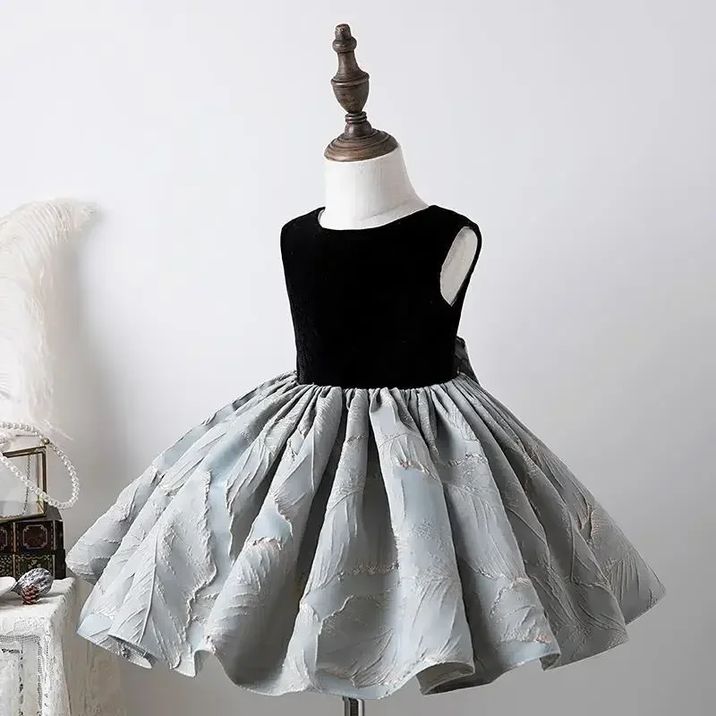 Elegant Dress for Girl Kids Sleeveless Print Evening Weddings Party Dresses for Baby Girls Children Princess Ball Gowns Vestidos