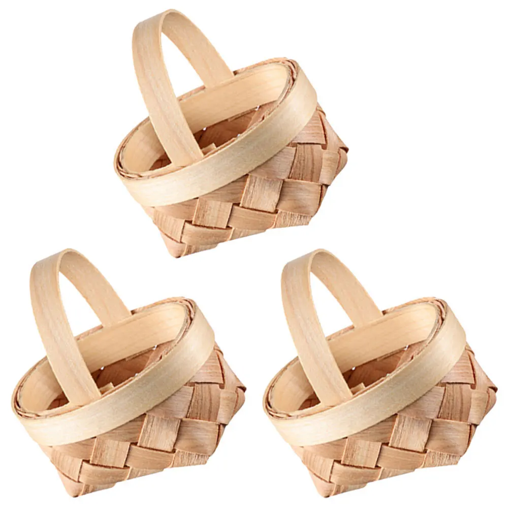 

3Pcs Small Woven Baskets Durable Practical Multiuse Decor Storage Portable Elegant Room Garden Balcony