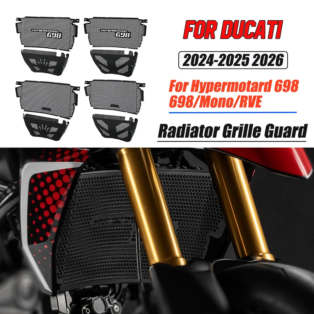 

Motocycle Radiator Grille Cover Water Tank Guard Protection Accessories For Ducati Hypermotard 698 698/Mono/RVE 2024 2025 2026