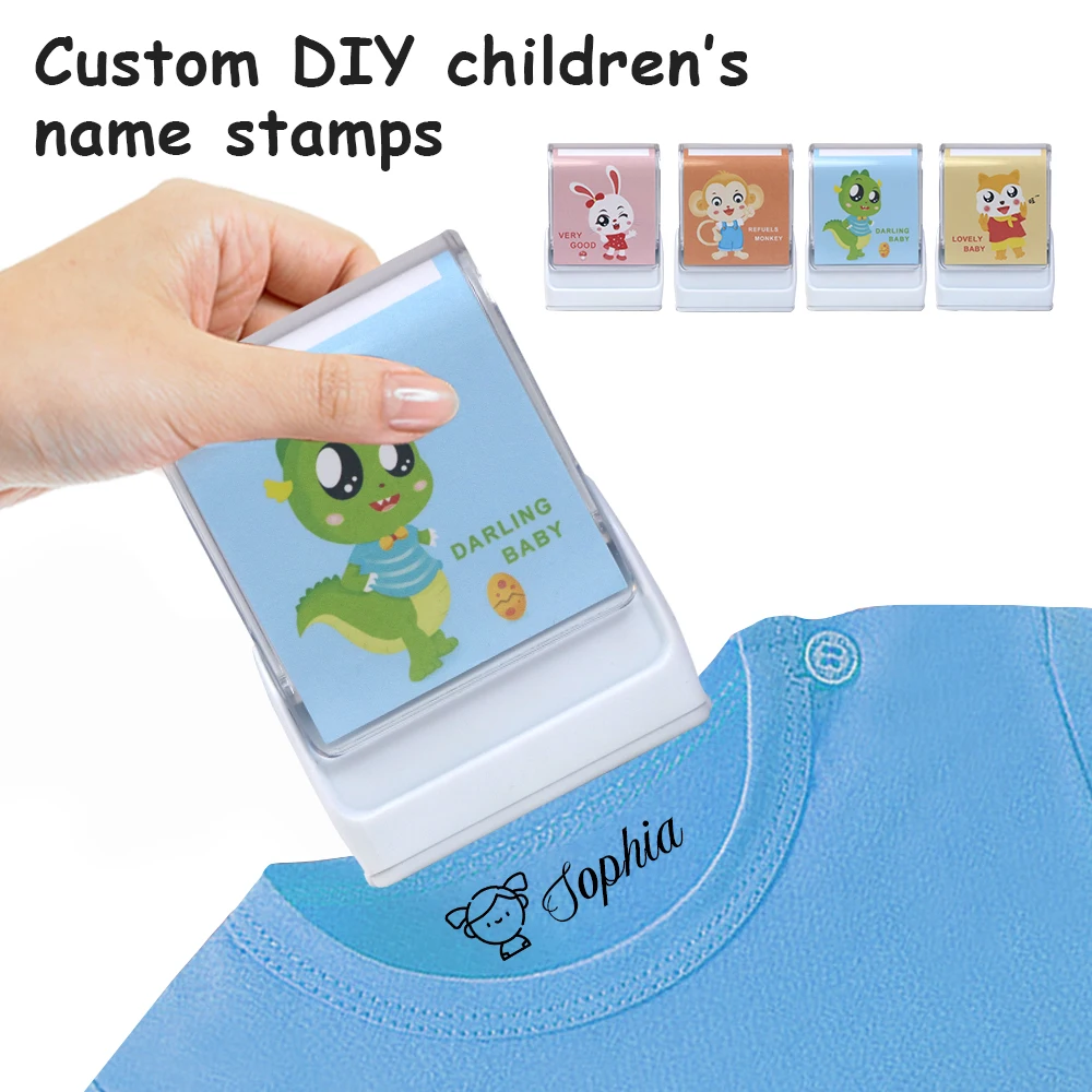 Cute Cartoon Animals Diy Children'S Clothes Stamp Seal For baby Student Chapter Waterproof  Kawaii Name Sticker  Stamp Gift