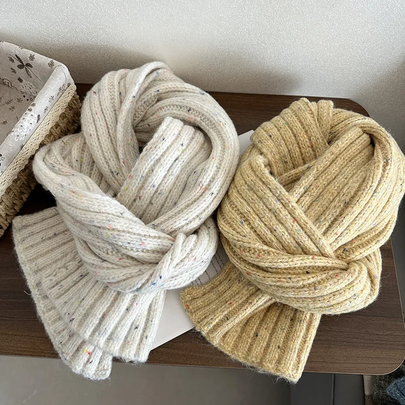 

Korean dot print scarf new trendy sweet style winter long warm shawl fresh academic thick neck wrap